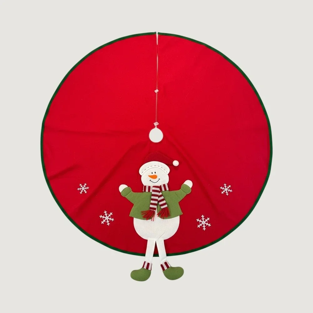 Christmas Tree Skirt 48 Inch Red Snowman Plush Legs Holiday Winter Xmas Decor XL
